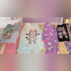 Cozy Fleece & Cotton Girls Pajama Lot (4 Sets) - Size 5/6, 6/6X